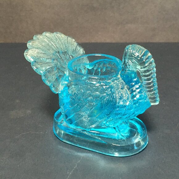 Mosser U.S.A. Blue Glass Vintage Vegan Turkey Toothpick Holder - Picture 1 of 16